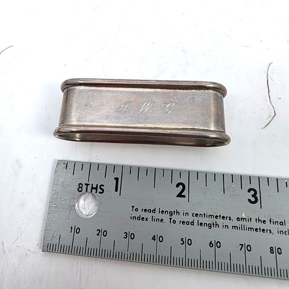 Vintage Gorham Sterling Silver 630 Oblong Napkin Ring Holder Monogrammed "AWC" - Picture 3 of 5